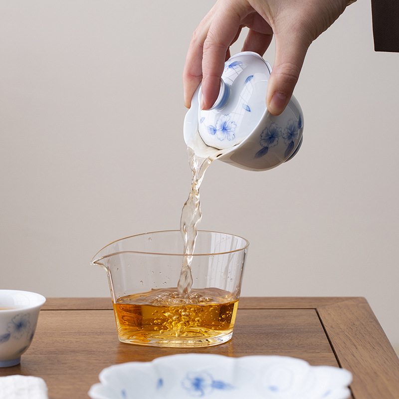 Bát có nắp vẽ tay tráng men, bát trà gốm thủ công, cốc trà, bộ trà Kung Fu sứ trắng, bát pha trà chuyên dụng cho nữ