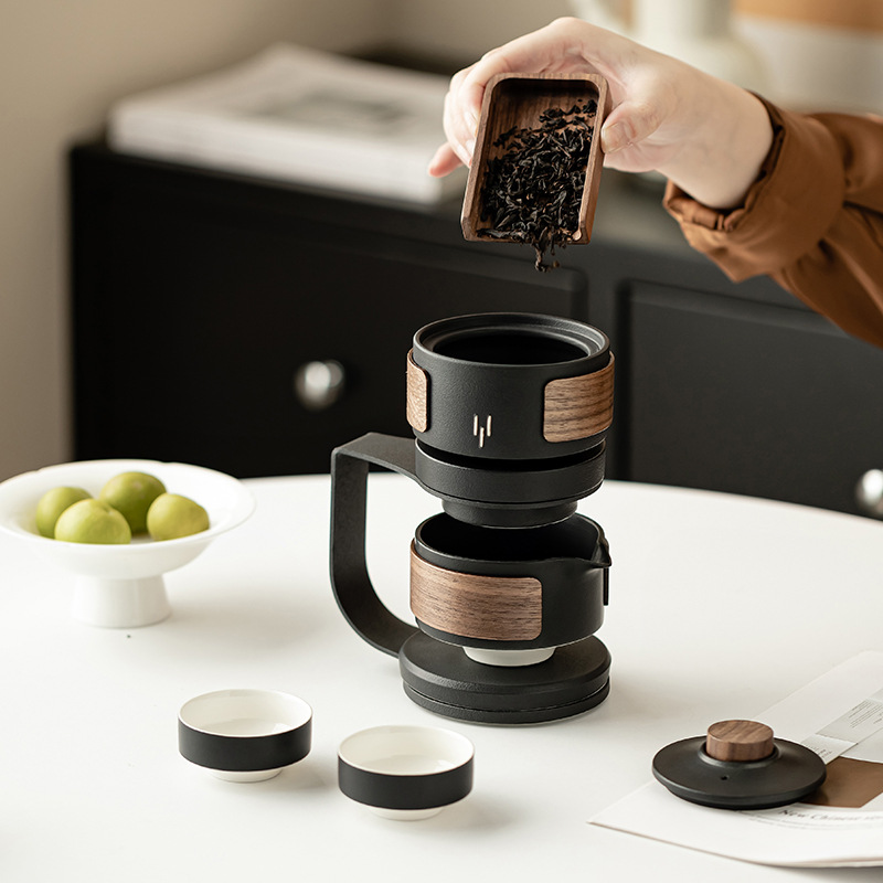 Bộ dụng cụ pha trà tự động Miaoyan Bộ trà dành cho người lười Bộ trà gốm sứ xoay trà gia dụng dụng dụng cụ pha trà Kung Fu chống bỏng