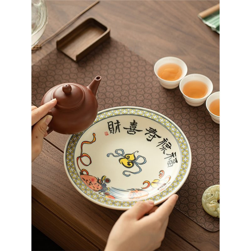 Jingdezhen văn hóa và sáng tạo quốc gia thủy triều vẽ bình gốm sứ bộ trà khay trà khay trà khay trái cây khay trà khay trà bộ trà Kung Fu