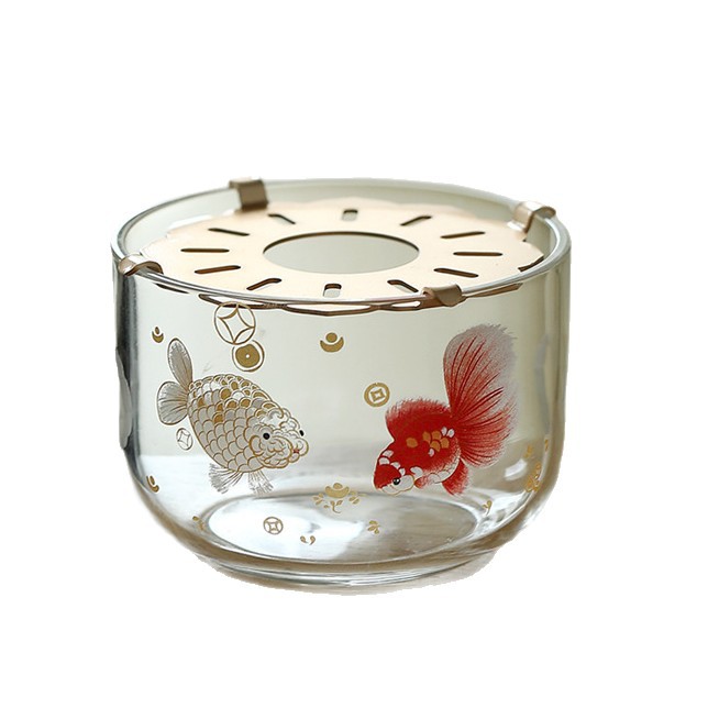 Bộ ấm chén trà Kung Fu bằng thủy tinh borosilicat cao cấp, họa tiết thủ công, màu xanh lá cây, kèm chén uống trà nhanh.