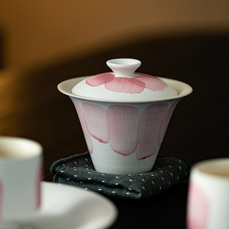 Bột, nước trắng, một bát, hai cốc, Bộ trà Kungfu phong cách wabana cổ điển, bát trà, cốc trà, Bát pha trà gốm sứ