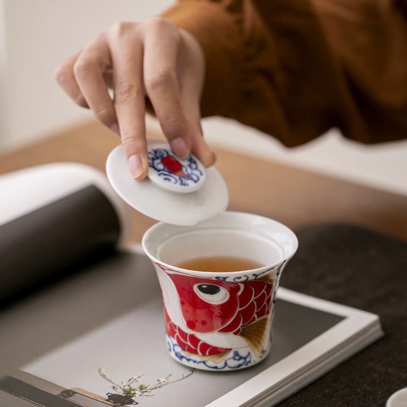 Yingqing Xianglong Nafu Chén trà nắp miễn phí Gốm sứ thủy triều Quốc gia Bát trà tài năng thứ hai Bộ trà Kung Fu Bán buôn trà đơn