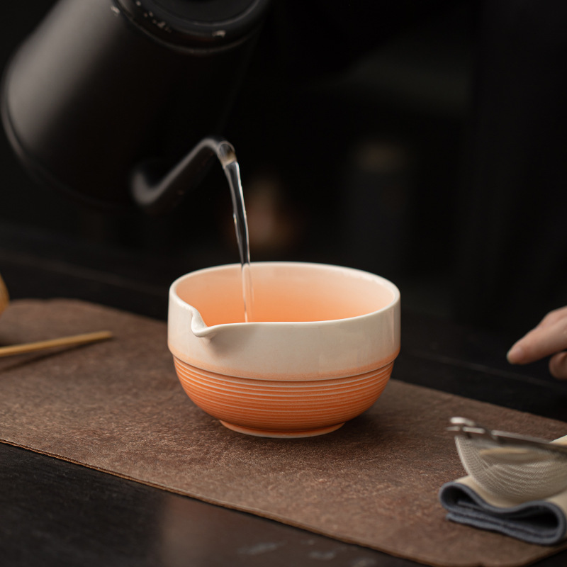 Bộ bốn mảnh gốm sứ xà cừ gradient Matcha sáng tạo kiểu Nhật Bản Dụng cụ trộn bọt Baibenli Bát trà Khay bàn chải trà