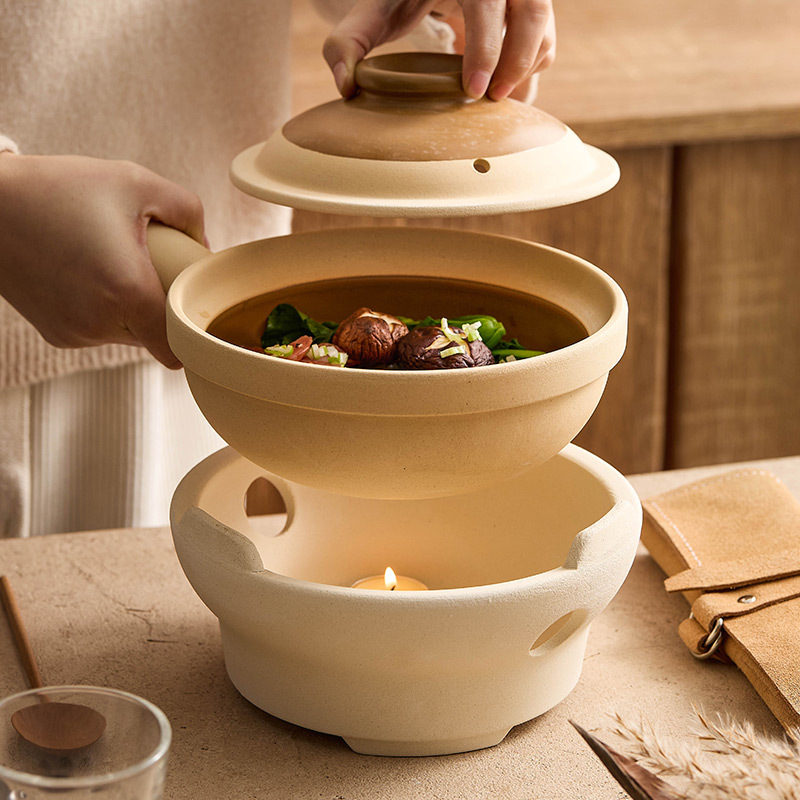 Nồi đất nấu nướng bên hông bằng gốm, nồi nấu phụ gia dụng, nồi than nồi lẩu nhỏ, sân ngoài trời, bếp than, bếp cồn, nồi canh