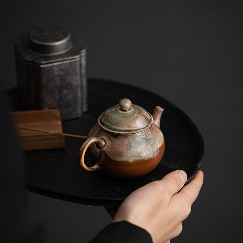 Ấm trà tráng men Đốt Củi giả, ấm trà lọc lỗ bóng cổ điển, ấm gốm sứ, nước sạch
