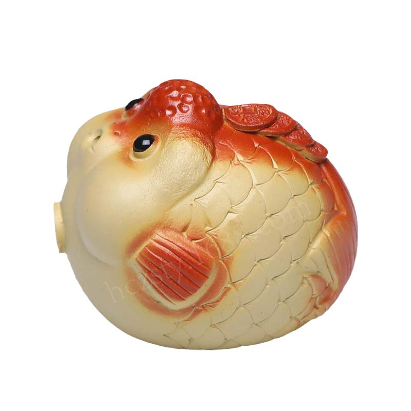 Đồ trang trí trà tử sa Nghi Hưng đồ trang trí cá vàng chơi trà may mắn đầu cắm hương phụ kiện trà đạo có thể nuôi Cá bong bóng