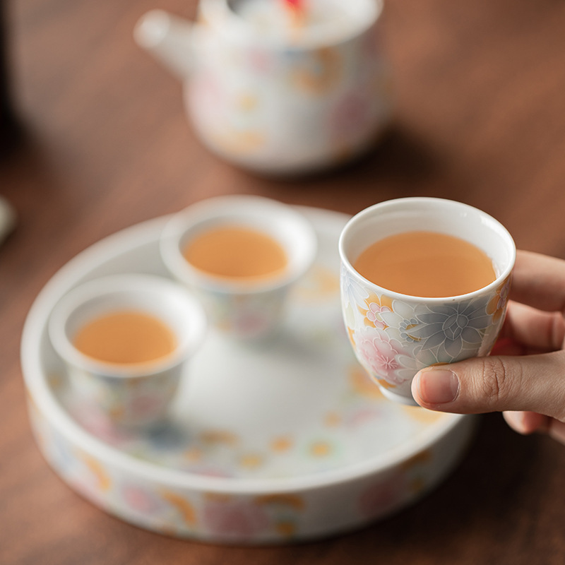 Bộ đồ trà gốm sứ tráng men cổ Vạn Hoa Bộ đồ đựng xà mang, nắp bát, cốc trà, nhóm pha khô, hộp quà tặng doanh nghiệp