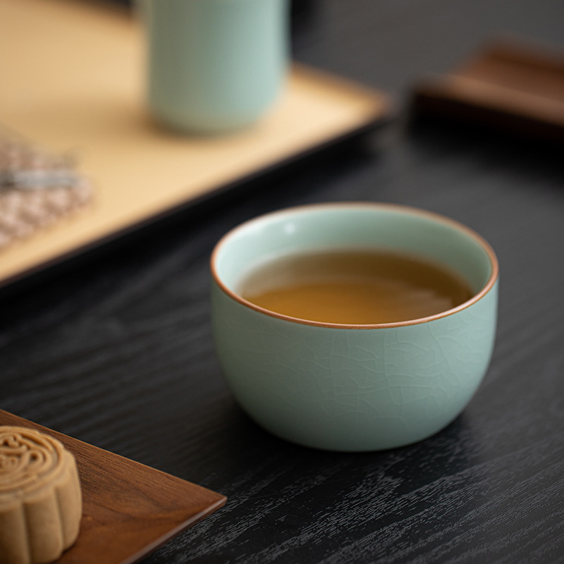 Cốc trà gốm sứ Trung Quốc Ruyao Tianqing cốc trà ngon cốc chủ nhân cốc trà Kung Fu dụng cụ trà có thể nâng cốc đơn tách trà cốc trà
