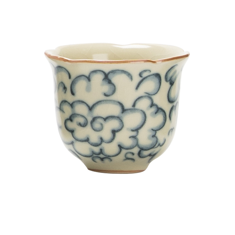 Cốc chuông hình đám mây tốt lành kiểu Trung Quốc, cốc chủ nhân, cốc trà Kung Fu cao cấp Ru Kiln, cốc đơn, cốc trà nhỏ có thể mở được