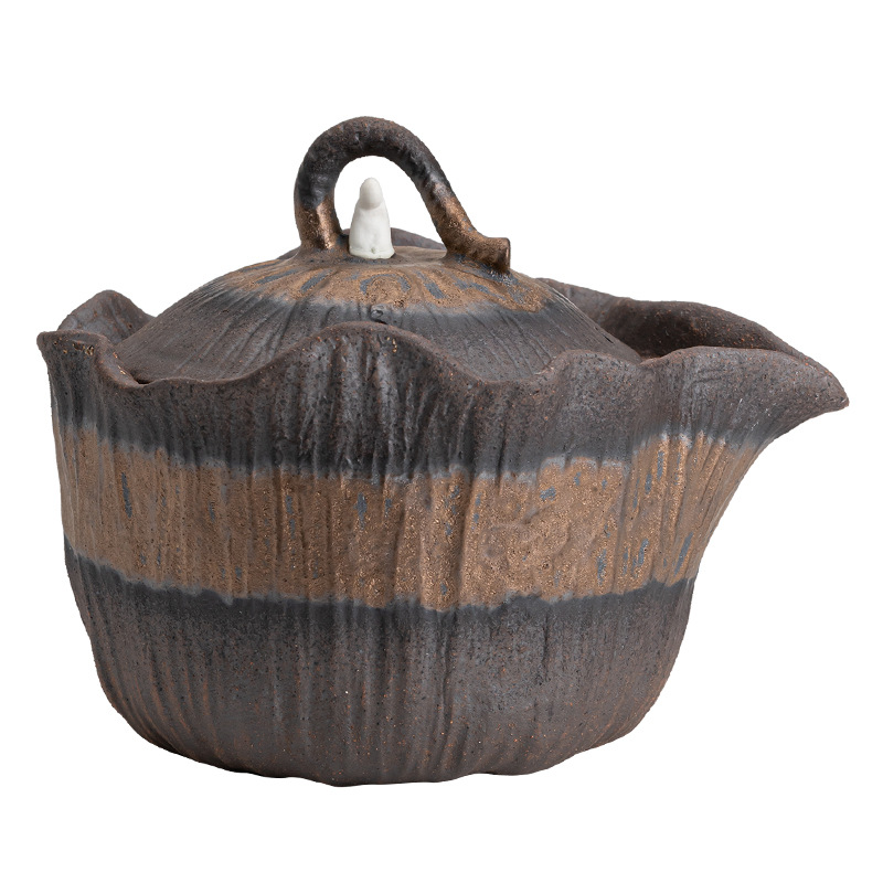 Chậu cầm tay bồ đề, bát có nắp nhỏ, bình đá quý tráng men mạ vàng kiểu Nhật, bình gốm thô, bình trà Kung Fu, bình pha trà