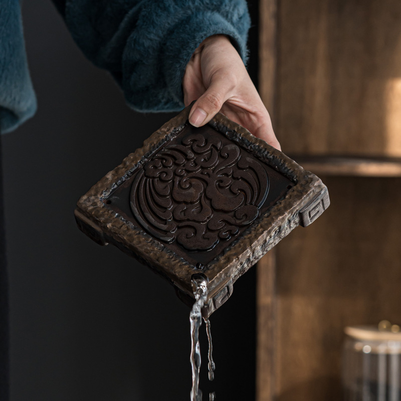 Bán buôn Ấm đun nước Lưu trữ bằng gốm thô mạ vàng, trà Đài Loan pha khô, phụ kiện Bộ trà Kung Fu gốm sứ, ấm đất sét màu tím, loại chứa nước