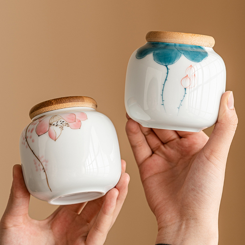 Hoa bình trà ba nhân dân tệ nhỏ bình rỗng bình trà gốm sứ nhỏ kiểu Trung Quốc bình kín bình đựng trà cầm tay