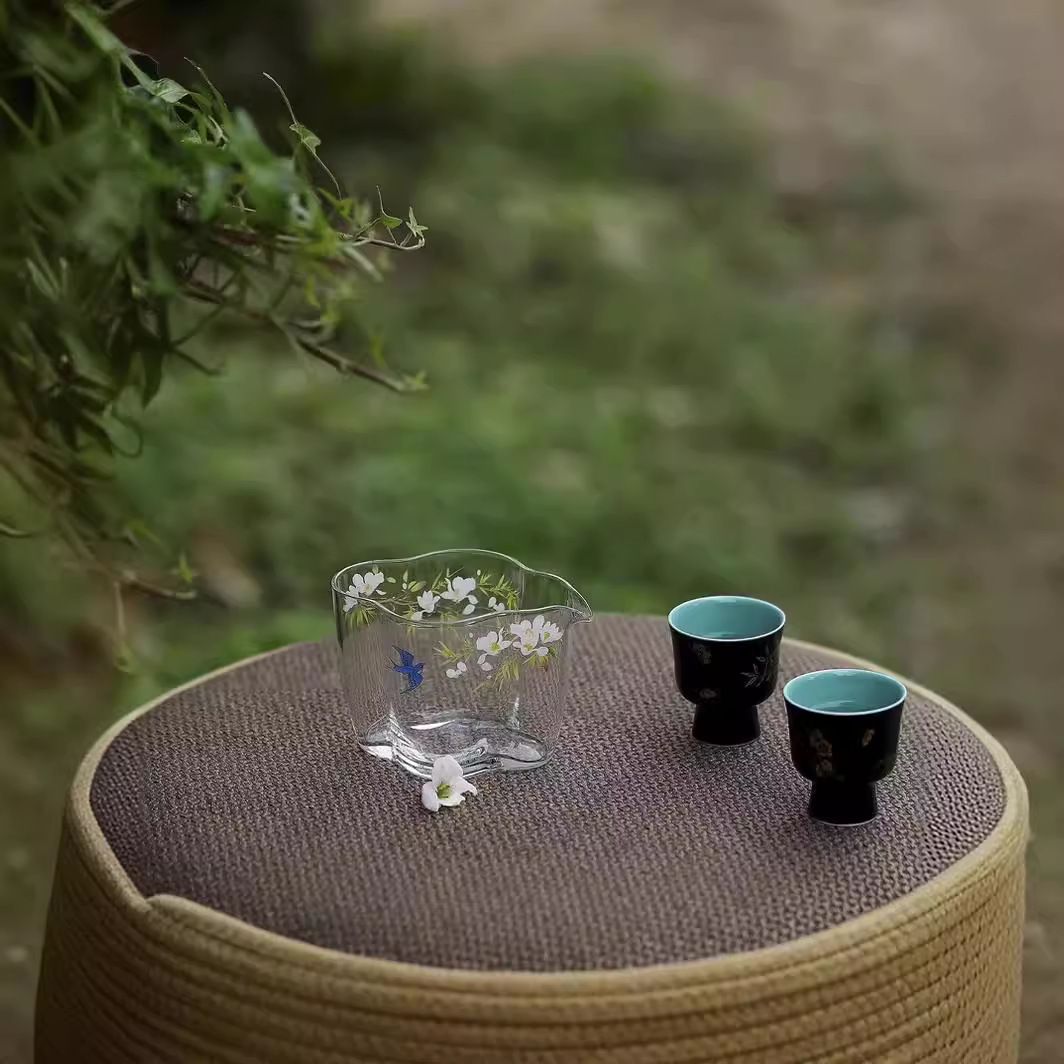 Cốc công tắc Yunduo cốc tách trà thủy tinh đính hoa thủ công dụng cụ pha trà Kungfu gia dụng cốc công trong suốt