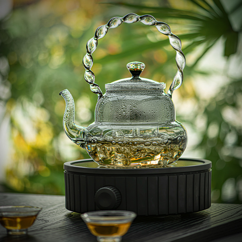 Ấm trà thủy tinh borosilicat cao ấm trà hấp ấm đun nước nhiệt độ cao ấm pha trà dung tích lớn ấm trà sức khỏe ấm trà