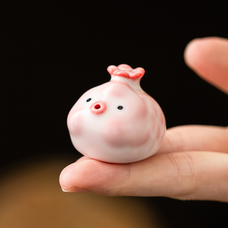 Đồ trang trí thú cưng trà cá bong bóng Ru Kiln, ghế cắm hương sáng tạo kiểu Trung Quốc, đồ chơi trà để bàn, nắp gốm, phụ kiện trà đạo