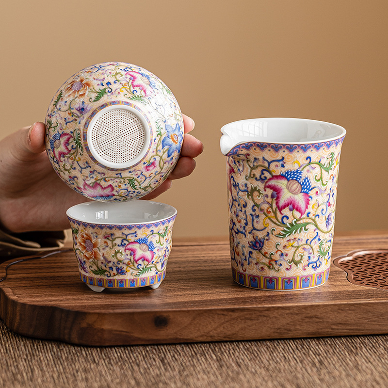 Bộ lọc trà lọc trà màu men Bộ lọc trà kiểu Trung Quốc Bộ trà gốm sứ gia dụng Phụ kiện bộ lọc trà cách ly trà