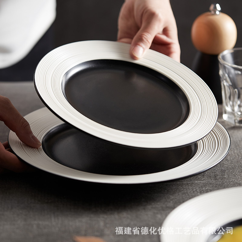 Đĩa mì Ý Bắc Âu Đĩa mũ rơm Đĩa súp Đĩa bít tết Đĩa đồ ăn phương Tây Đĩa salad sang trọng nhẹ gia dụng Đĩa gốm sứ sáng tạo