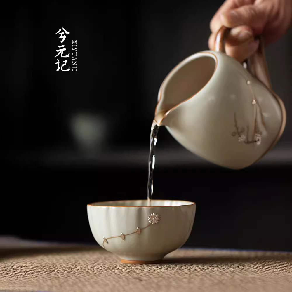 Cốc Trà bạc Ru Kiln, cốc chủ nhân, cốc đơn gốm sứ, Bộ trà cao cấp chuyên dụng cá nhân, quà tặng mẫu mới 2024
