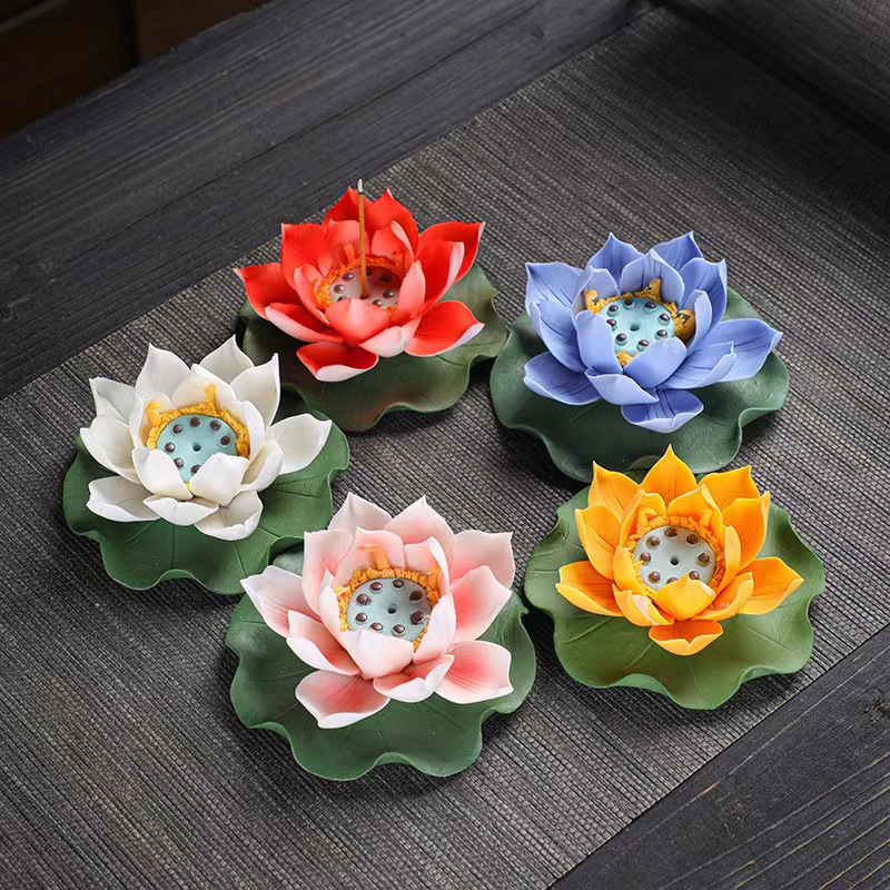 Nhà Máy bán hàng trực tiếp Gốm sứ thủ công chèn hoa, lư hương, dây sen, ghế hương, văn phòng gia đình, đồ thủ công trà đạo sáng tạo