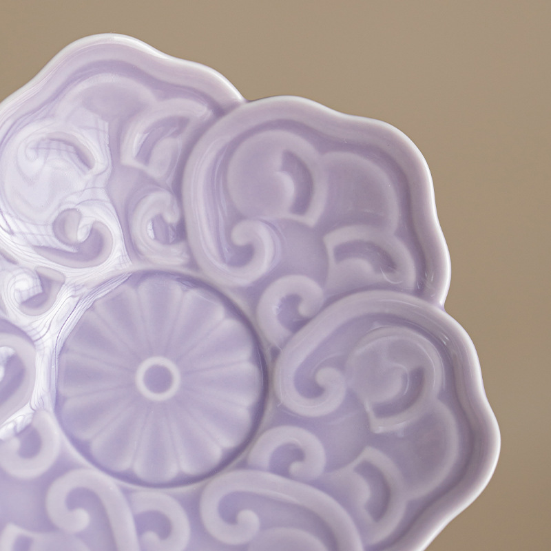 Khay trà sáu cánh Ruyi kiểu Trung Quốc, đĩa trái cây gốm sứ nhỏ, đĩa bánh ngọt, khay phòng khách, đĩa hạt dưa