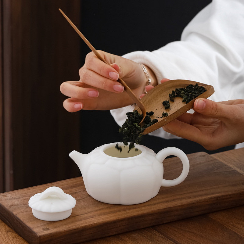 Bán buôn bánh chay Trung Quốc Bạch Đức Hoa mỡ cừu ngọc trắng sứ gốm sứ gia dụng Bộ trà ấm trà Hộp quà ấm đơn