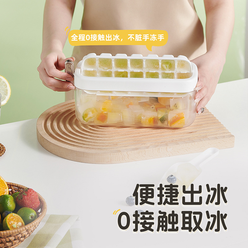 Khuôn đá viên, khay đá lật cấp thực phẩm, hộp đựng tủ lạnh có nắp, Hộp đựng đá viên Tự Chế, Hộp đựng đá gia dụng