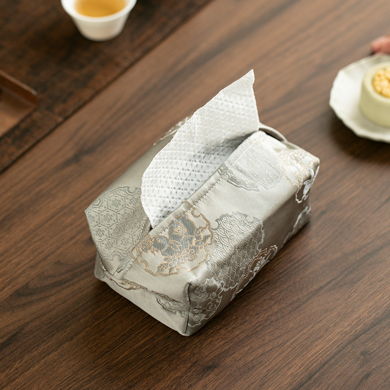 Bán buôn hộp lưu trữ khăn giấy thổ cẩm thủ công nghệ thuật vải hộp rút giấy sang trọng nhẹ để bàn kiểu Trung Quốc