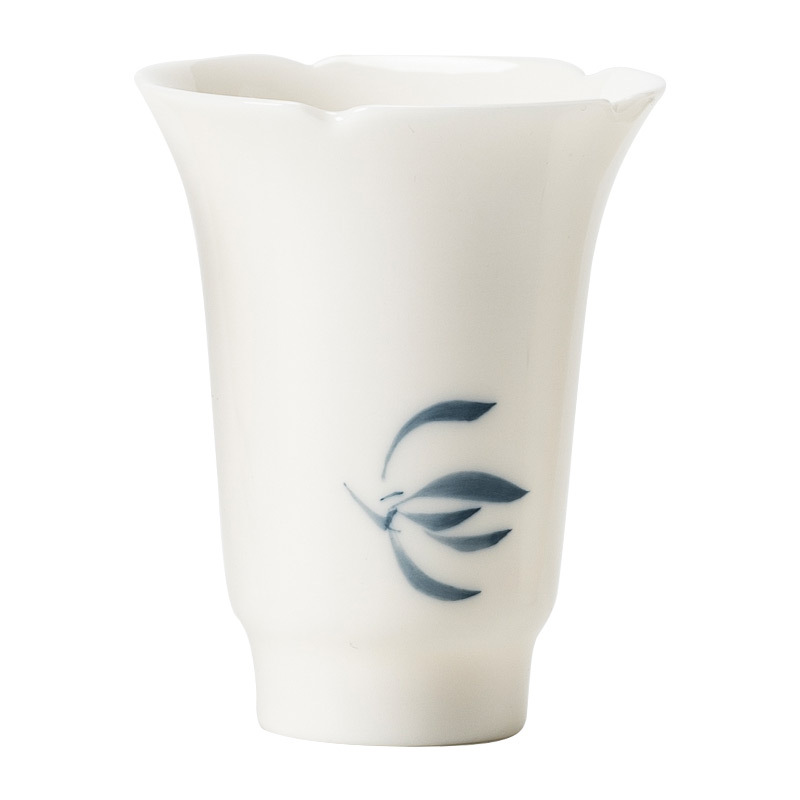 Vẽ tay bướm hoa lan cốc chân nhỏ cốc hương thơm cốc gốm sứ Kung Fu cốc chủ sở hữu cốc Đức Hoa bộ trà sứ trắng cốc trà