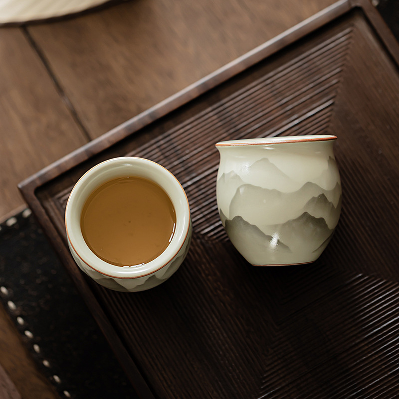 Cốc hình quả trứng núi như hoa Cốc trà Ruyao Bộ trà Kung Fu Cốc trà Cốc chủ nhân nhỏ cổ điển Cốc đơn