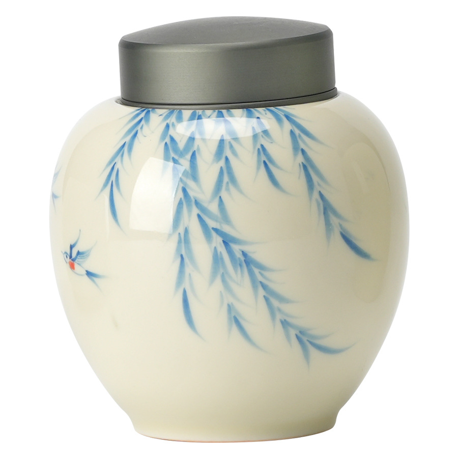 Bình trà Nuan Ying Xinliu, bình kín, bình trà có nắp hợp kim nhôm cao cấp cầm tay, bình bảo quản Gốm chống ẩm