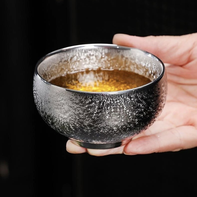 Cốc chủ nhân mạ bạc, tách trà dùng trực tiếp, tách trà gốm sứ, bộ trà, tách trà, tách trà cá nhân, tách trà gia dụng, tách vàng, tách đơn