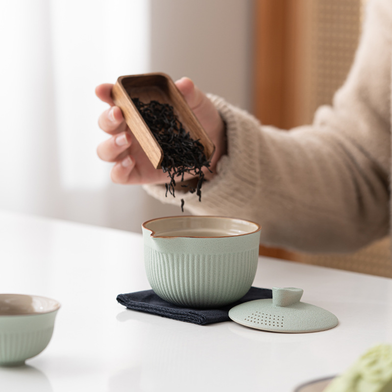 Bộ trà du lịch một ấm hai cốc Bộ trà Kungfu gốm sứ Đồ lưu niệm lễ hội Đồ pha trà lười cắm trại