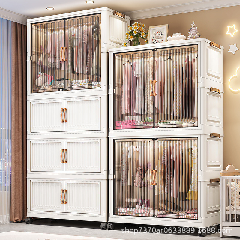Tủ quần áo trẻ em rộng 70-80, tủ gấp cửa nhựa, tủ quần áo trẻ em nhiều lớp, tủ đựng đồ, một mảnh