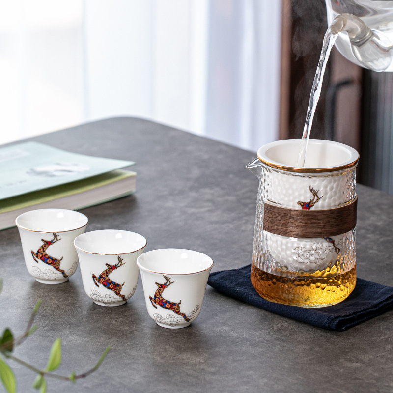 Túi xách trên xe Yilu đi cùng bộ trà du lịch cốc thủy tinh nhanh cốc cốc trà Kung Fu gốm sứ