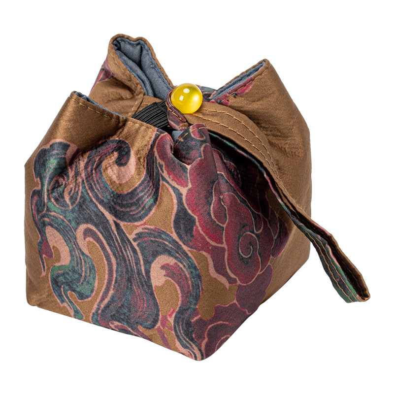 Túi đựng bộ trà du lịch túi đựng trà lụa đan xen túi đựng cốc trà thổ cẩm ngoài trời xách tay túi đựng ấm trà túi vải trà đạo