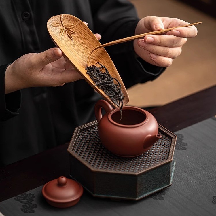 Bộ trà ba mảnh bằng tre, bộ trà hoa sen làm bằng tay, bộ trà hoa sen, phụ kiện trà đạo trà hoa sen thưởng trà