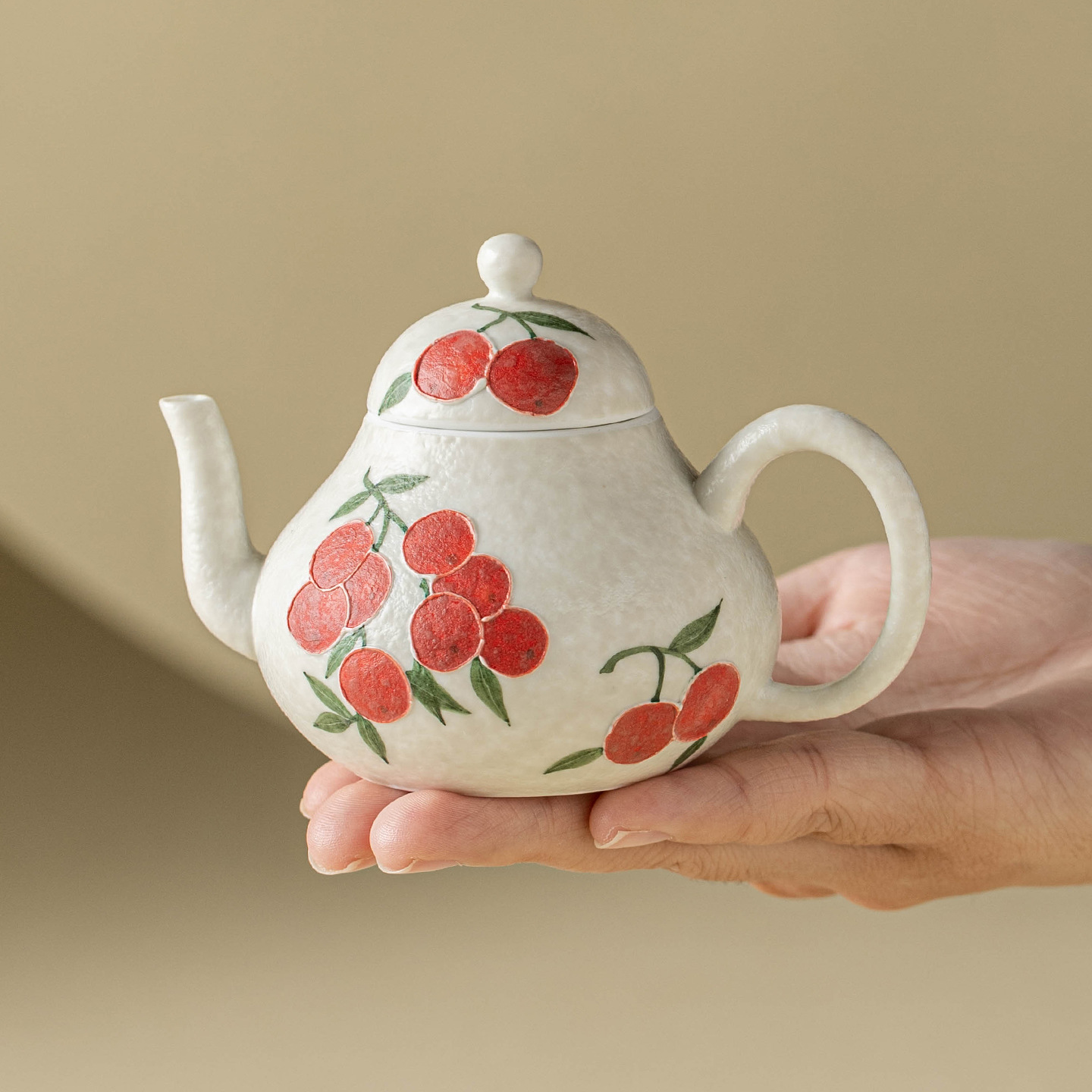 Nhà máy Mỏ đá Ấm trà trắng Ấm trà gia dụng Ấm trà nhỏ Bộ trà Kung Fu Vẽ tay Ấm trà anh đào Ấm trà đơn