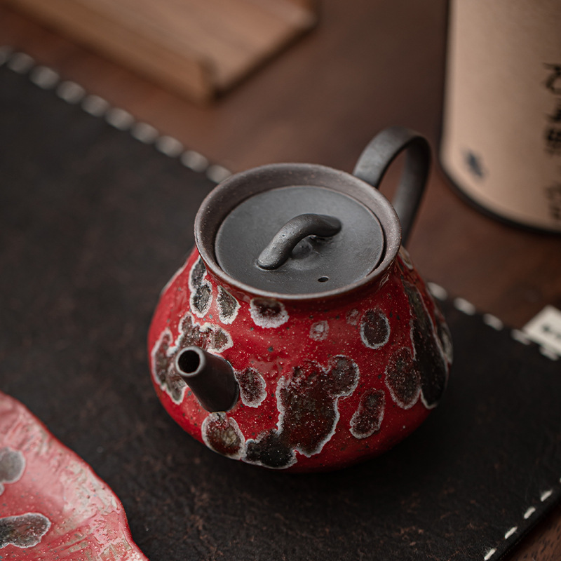 Một ấm hai cốc men đỏ Nezha, bộ ấm trà gốm sứ, bộ nhỏ, bộ trà văn phòng gia đình cổ điển, hộp quà