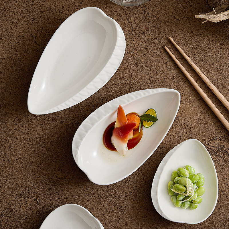 Đĩa nhúng gốm sứ trắng, đĩa gia vị, đĩa không đều sang trọng và cao cấp, đĩa đựng thức ăn, đĩa sâu gia dụng, đĩa hương vị