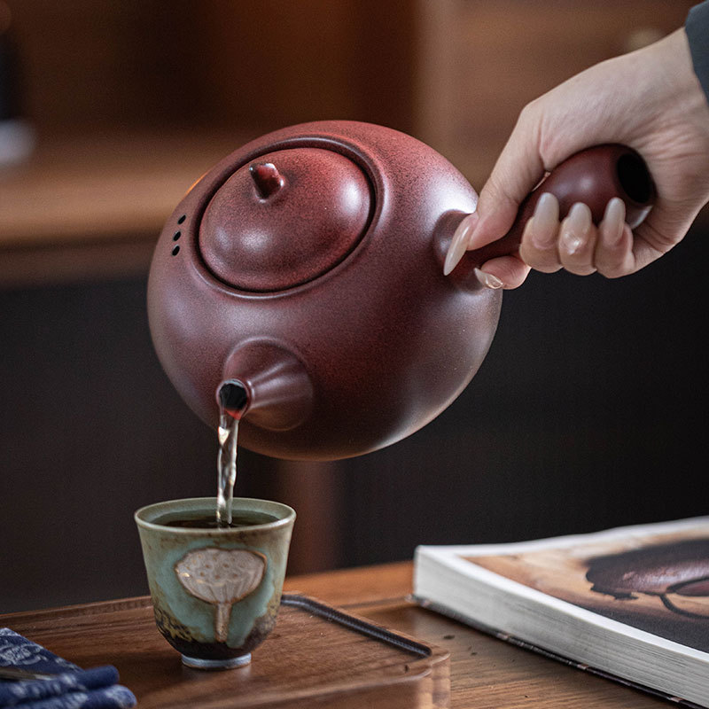 Bình đựng tay cầm bên hông Lingxiang, ấm đun trà bằng gốm, ấm giữ gìn sức khỏe, ấm đơn pha trà gia dụng cỡ lớn, bộ trà Kung Fu cổ điển
