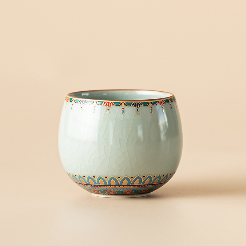 Cốc trứng rồng Ruyao Đôn Hoàng Baoxianghua Cốc trà gốm sứ văn hóa và sáng tạo Guochao Cốc chủ nhân Cốc trà Bộ trà Kung Fu Chén trà