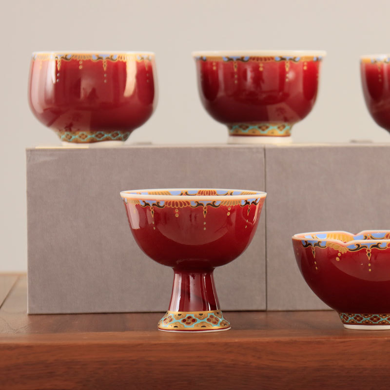 Lang men đỏ nhiệt độ cao nguyên khoáng cổ trà đạo Trung Quốc bộ trà lớn gốm đỏ Trung Quốc nhà chủ cốc