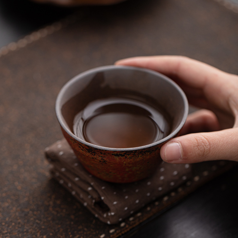 Cốc đồng hồ đỏ núi đá cũ, cốc trà gốm sứ, cốc trà, cốc cá nhân thủ công gia dụng, bộ trà Kung Fu