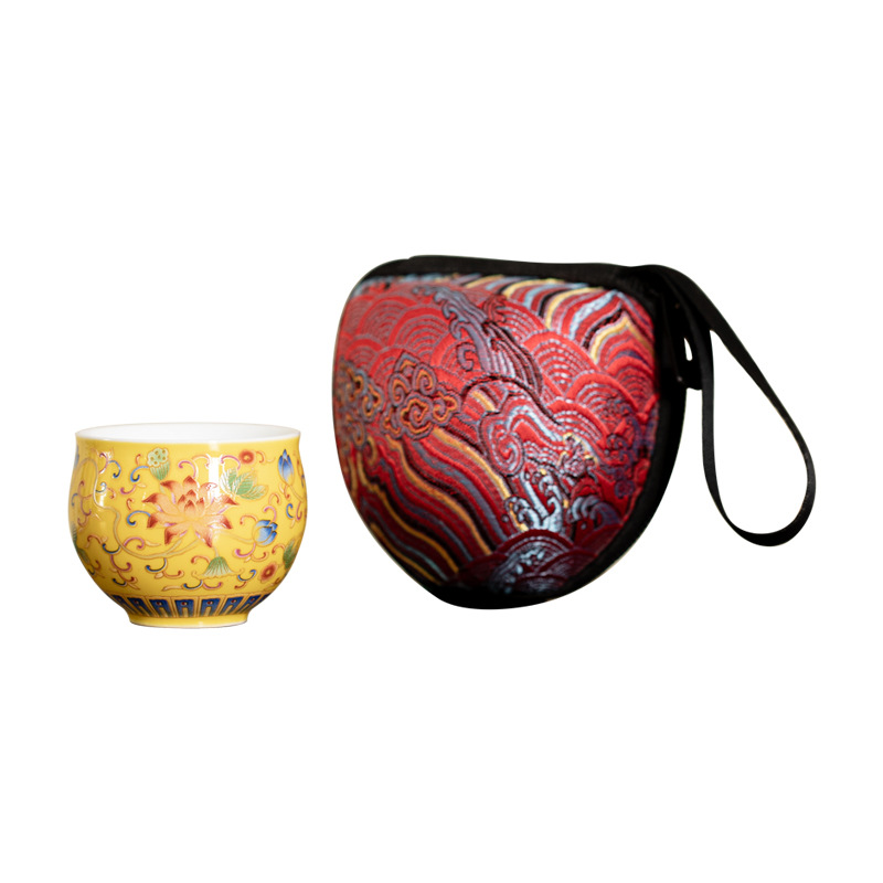 Cốc sứ hoa sen tráng men, cốc uống trà, cốc cá nhân cổ điển kiểu Trung Quốc, cốc đựng trà Kung Fu, cốc chủ nhân