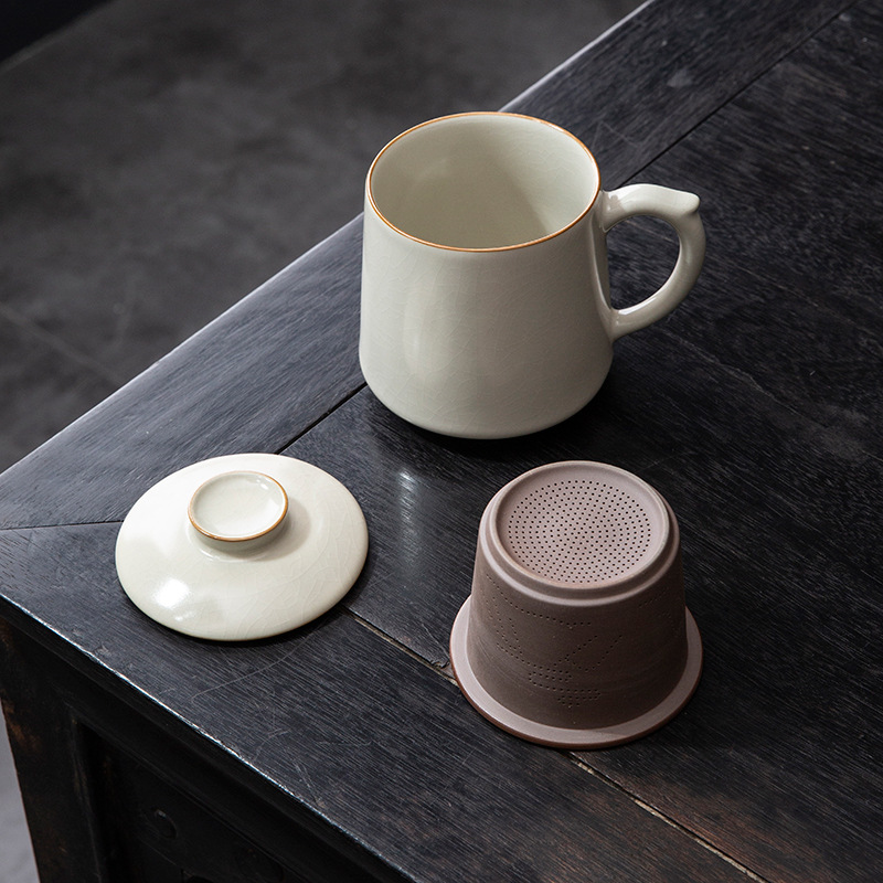Cốc văn phòng Ruyao tách trà nước tách trà gốm sứ có thể nâng cao cốc pha trà cao cấp bán buôn cốc cá nhân lưu niệm