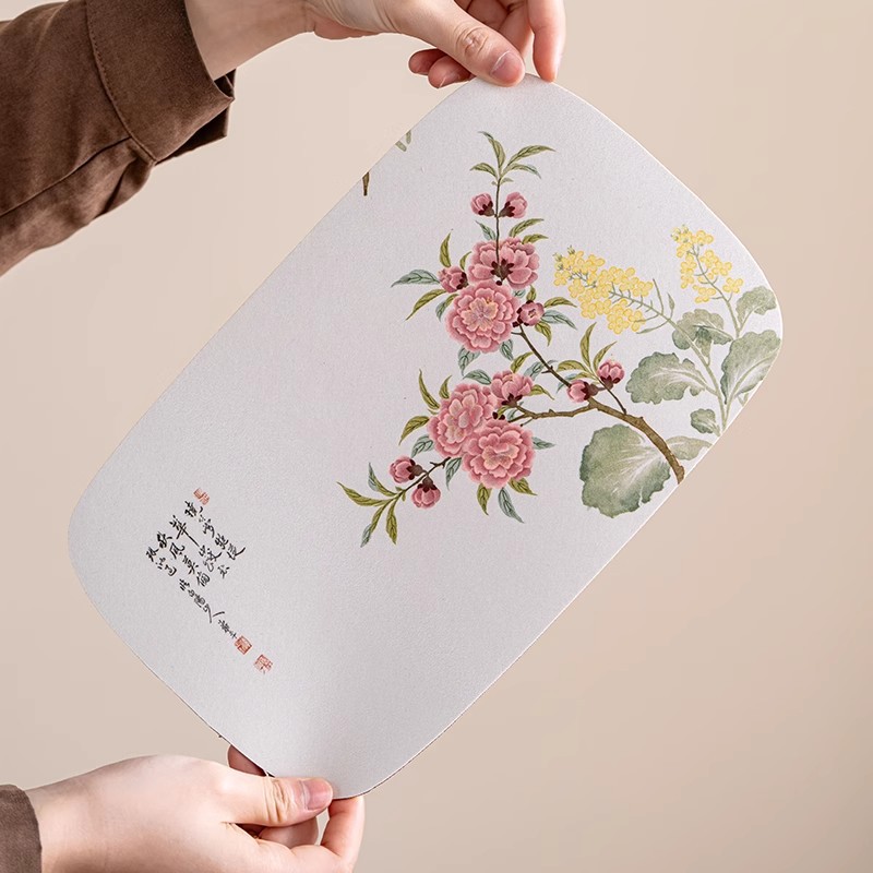Thảm trà chống thấm hoa phong cách Trung Quốc hai mặt mây gạc hình chữ nhật trà khô thảm khăn trà trà cờ bàn trà cách nhiệt thảm