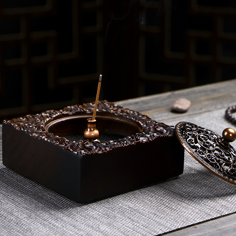 Nội thất gia dụng gỗ đàn hương, bếp đàn hương, phụ kiện trà đạo, lư hương, đĩa, trầm hương, quà tặng sáng tạo, đồ trang trí chạm nổi đám mây tốt lành