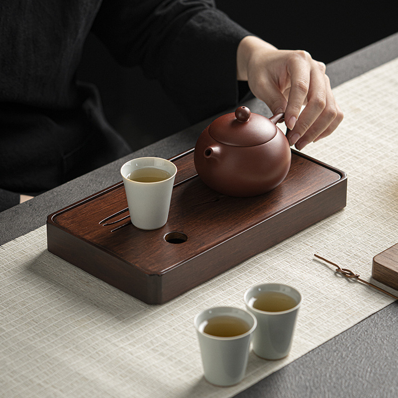 Bán buôn Khăn trà, Khay trà phong cảnh nặng tre, khay trà phong cách cổ điển Thiền nhỏ gia dụng, khay đựng nước, khay đựng trà, Khay đựng ấm