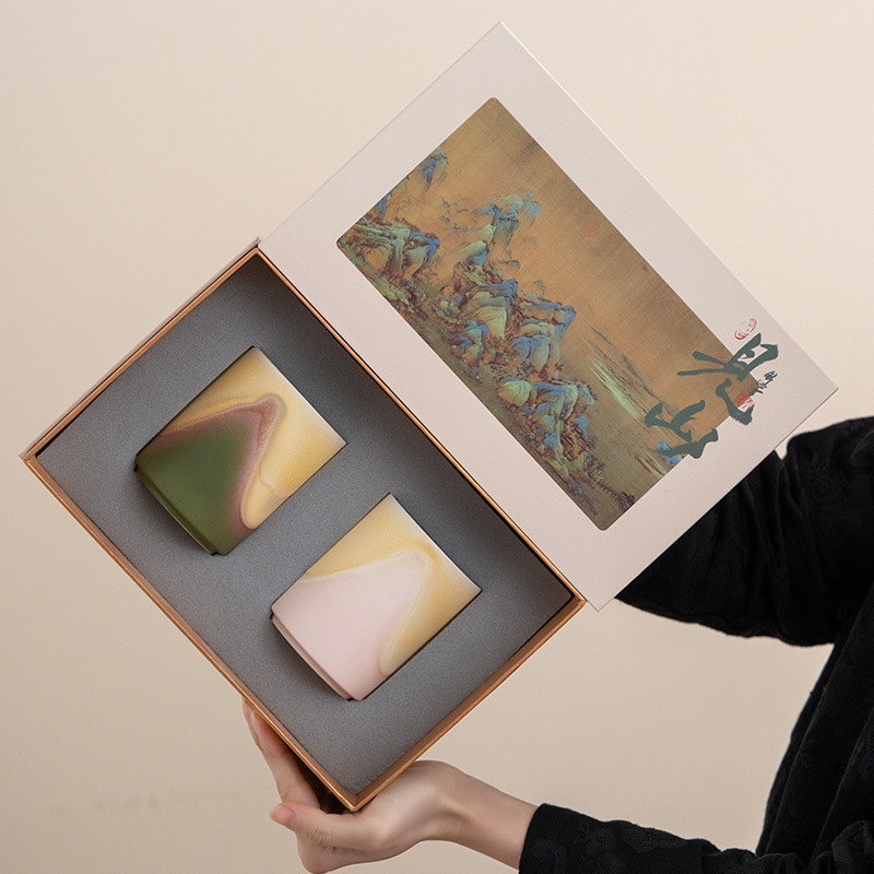 Nhìn thấy núi gradient cốc thẳng phong cách Trung Quốc gốm sứ uống trà cốc chủ nhân cốc trà cá nhân cốc lưu niệm sự kiện lễ hội