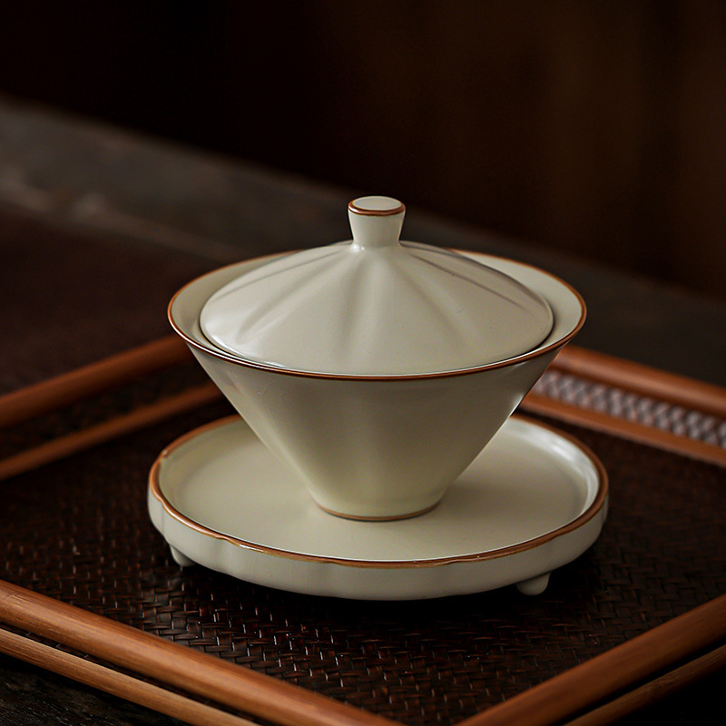 Bát tam tài có mũ Ruyao Bát trà cao cấp Cốc trà có thể mở một miếng không nóng Bộ trà Kung Fu bán buôn